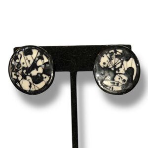Bundle Sale 3 for $15 | Black and White Abstract Round Earrings